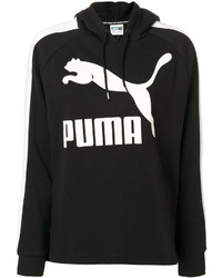 Felpa con cappuccio stampata nera di Puma