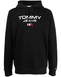 Felpa con cappuccio stampata nera di Tommy Jeans