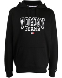 Felpa con cappuccio stampata nera di Tommy Jeans