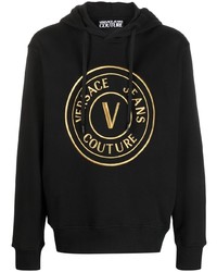 Felpa con cappuccio stampata nera di VERSACE JEANS COUTURE