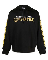 Felpa con cappuccio stampata nera di VERSACE JEANS COUTURE