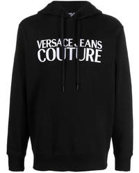 Felpa con cappuccio stampata nera di VERSACE JEANS COUTURE