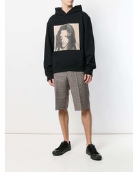 Felpa con cappuccio stampata nera di Calvin Klein 205W39nyc