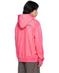 Felpa con cappuccio stampata rosa di Wooyoungmi