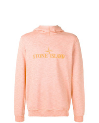 Felpa con cappuccio stampata rosa di Stone Island