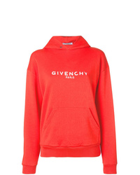 Felpa con cappuccio stampata rossa di Givenchy