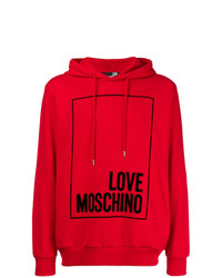 Felpa con cappuccio stampata rossa di Love Moschino