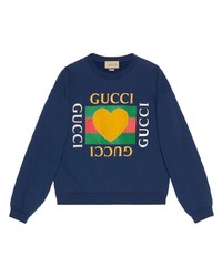 Felpa ricamata blu scuro di Gucci