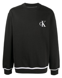 Felpa ricamata nera e bianca di Calvin Klein Jeans