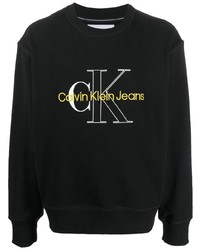 Felpa ricamata nera di Calvin Klein Jeans
