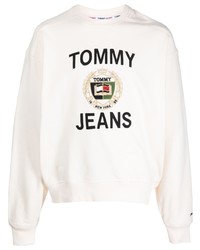 Felpa stampata beige di Tommy Jeans