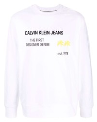 Felpa stampata bianca di Calvin Klein Jeans