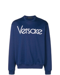 Felpa stampata blu scuro di Versace