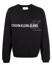 Felpa stampata nera e bianca di Calvin Klein Jeans