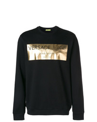 Felpa stampata nera di Versace Jeans