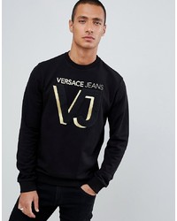 Felpa stampata nera di Versace Jeans