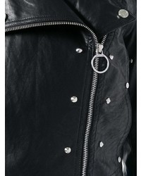 Giacca da moto in pelle con borchie nera di Versace Jeans