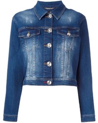 Giacca di jeans decorata blu scuro di Philipp Plein