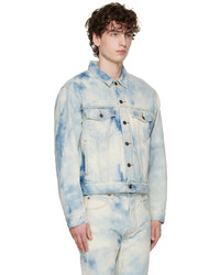 Giacca di jeans lavaggio acido azzurra di Seekings