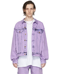 Giacca di jeans lavaggio acido viola chiaro