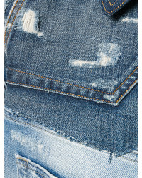 Giacca di jeans patchwork blu di Dolce & Gabbana