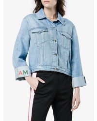 Giacca di jeans ricamata azzurra di Frame Denim