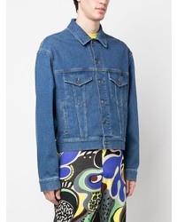 Giacca di jeans ricamata blu di Moschino