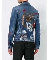 Giacca di jeans ricamata blu di Dolce & Gabbana