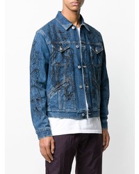 Giacca di jeans ricamata blu di Givenchy
