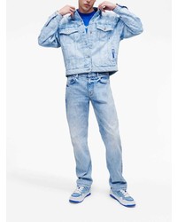 Giacca di jeans stampata azzurra di KARL LAGERFELD JEANS