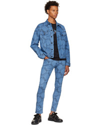 Giacca di jeans stampata blu di VERSACE JEANS COUTURE