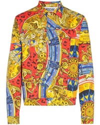 Giacca di jeans stampata multicolore di Moschino
