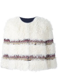 Giacca di lana a righe orizzontali bianca di RED Valentino