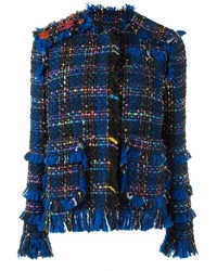 Giacca di tweed con frange blu scuro di MSGM