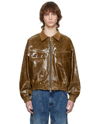 Giacca harrington in pelle marrone di Andersson Bell
