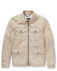 Giacca in pelle scamosciata beige