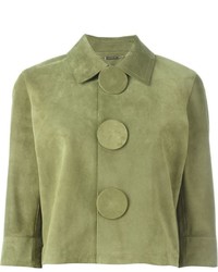Giacca in pelle verde oliva di Givenchy