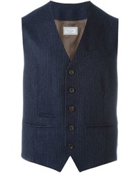 Gilet di lana a righe verticali blu scuro