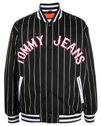 Giubbotto bomber a righe orizzontali nero di Tommy Jeans