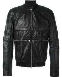 Giubbotto bomber in pelle nero di Hood by Air