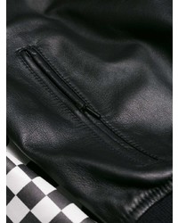 Giubbotto bomber in pelle stampato nero di Versace Jeans