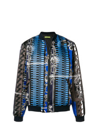 Giubbotto bomber stampato blu scuro di Versace Jeans