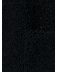 Giubbotto in shearling in pelle blu scuro di Maison Margiela