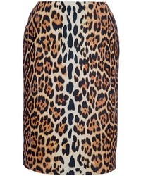 Gonna a tubino leopardata marrone di Christian Dior