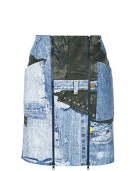 Gonna longuette di jeans stampata azzurra di Christian Dior Vintage