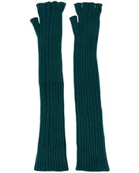 Guanti lunghi di lana verde scuro di Maison Margiela