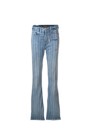 Jeans a campana a righe verticali azzurri