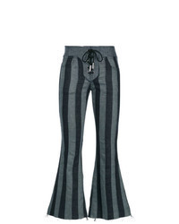 Jeans a campana a righe verticali grigio scuro