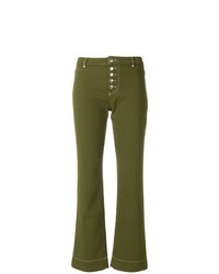Jeans a campana verde oliva di Alexa Chung