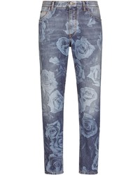 Jeans a fiori blu di Dolce & Gabbana